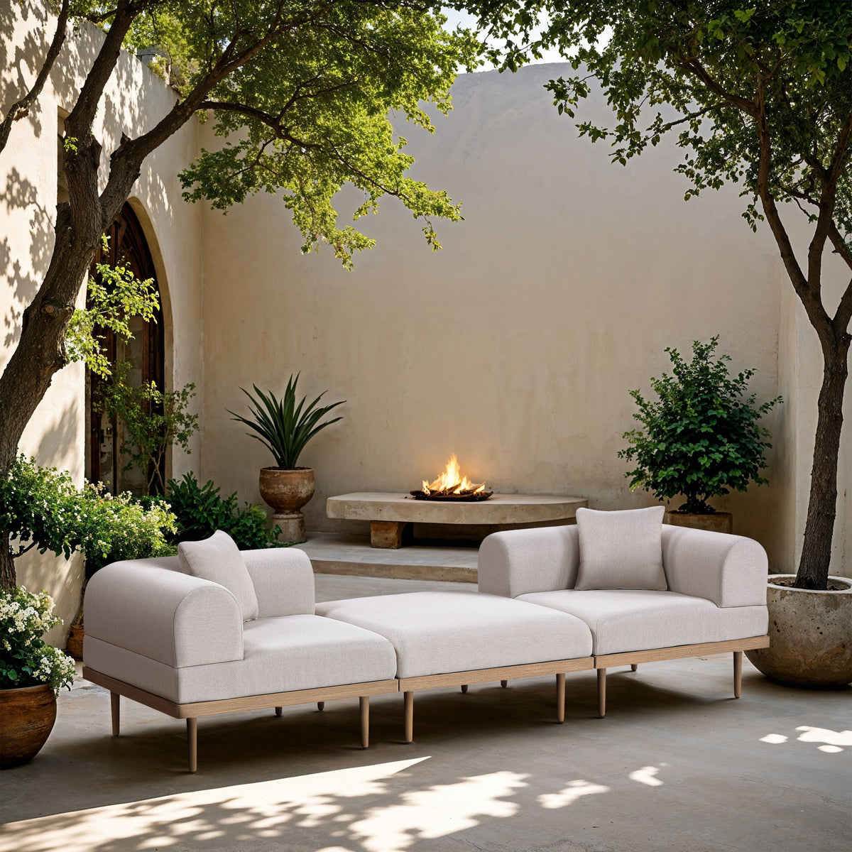 Laguna - 3 Piece 106.5" Outdoor Patio Modular Sofa With Backless Seat