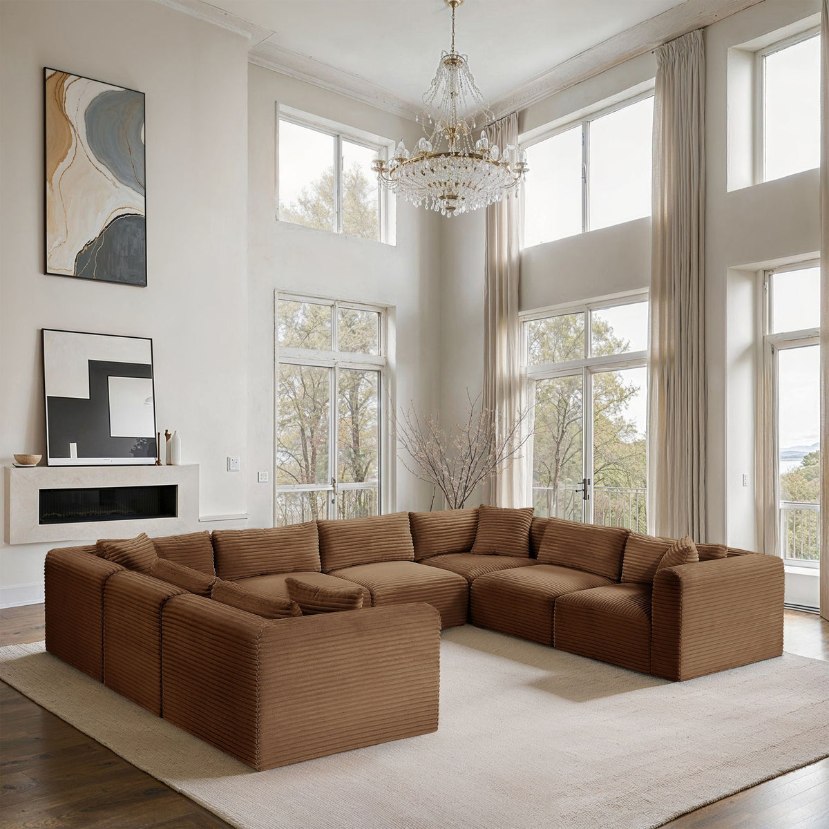 Shaggy - Fabric 8 Piece Modular U-Shaped Sectional