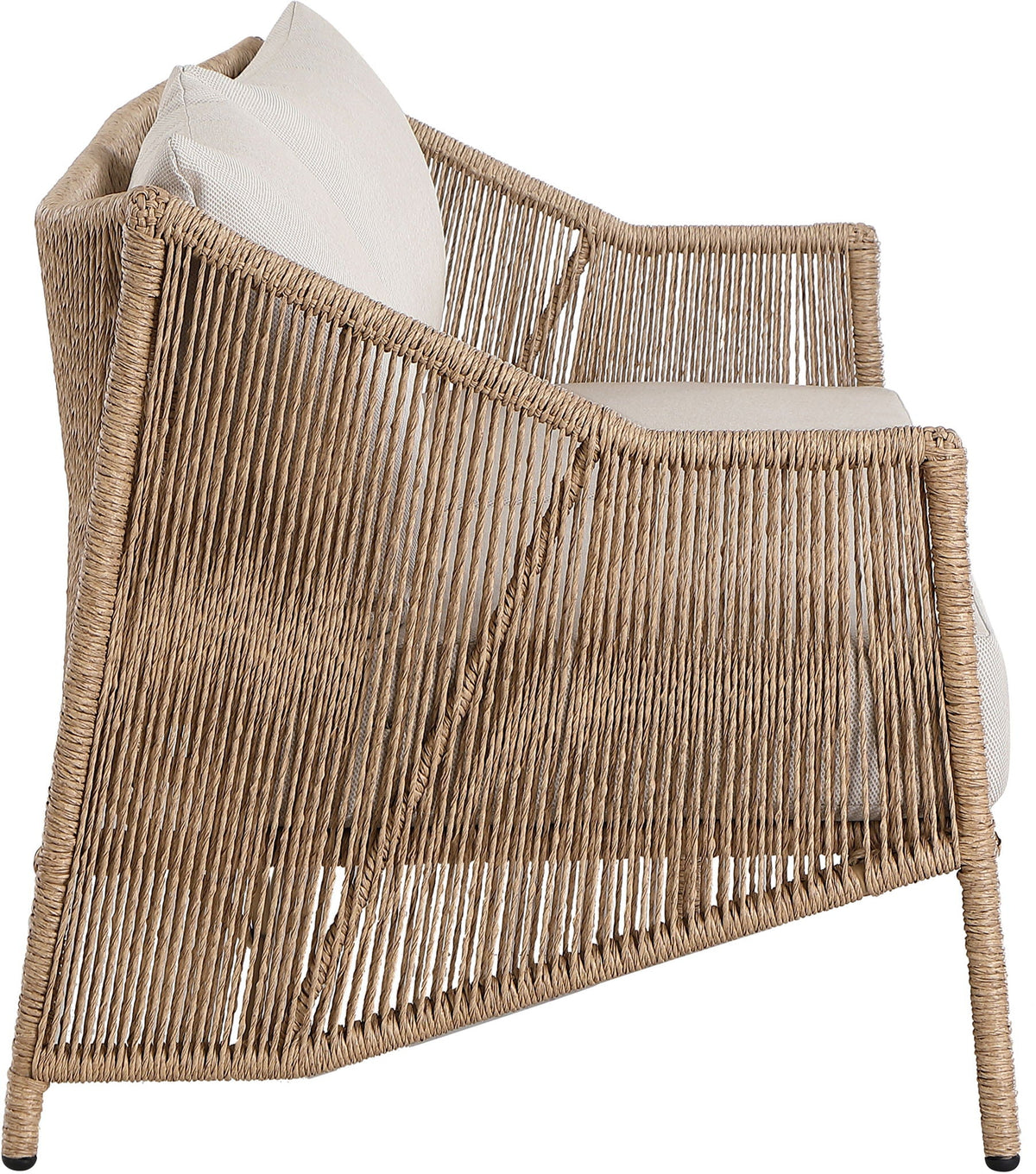 Coastline - Olefin Water Resistant Fabric And Wicker Outdoor Patio Loveseat - Beige