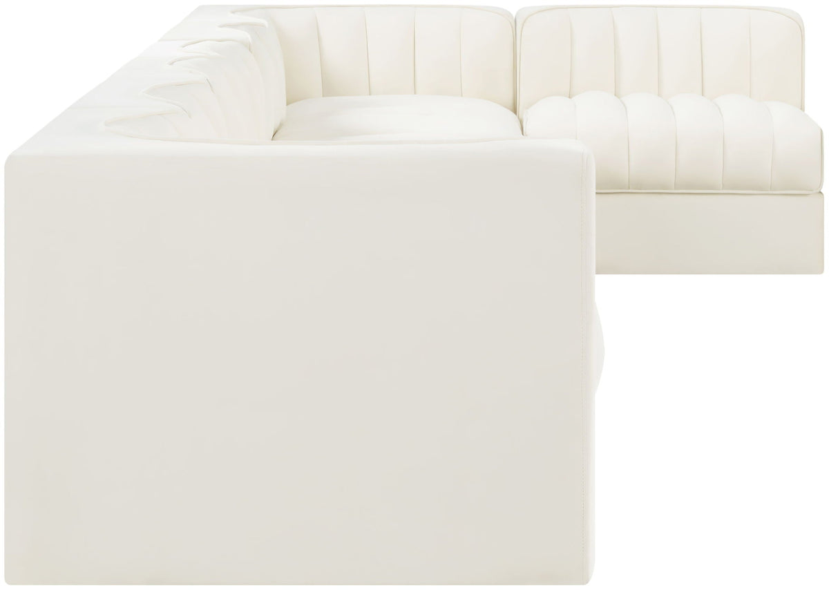 Rummi - Velvet Performance Fabric Upholstered 7 Piece Modular Sectional, L-Shaped (Right)