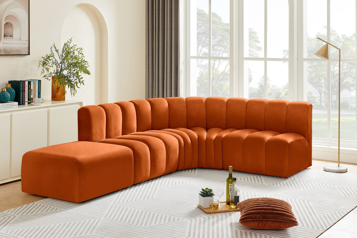 Arc - Velvet 5 Piece Corner Modular Sofa