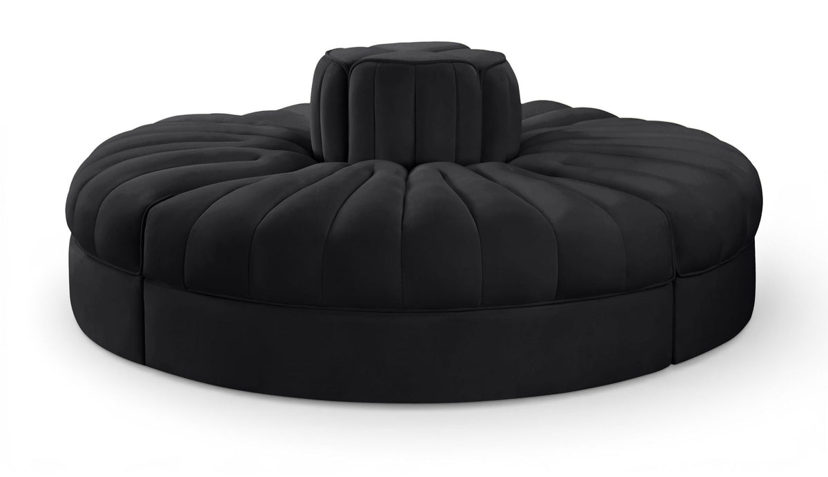 Rummi - Round Velvet Performance Fabric Upholstered 4 Piece Modular Sofa