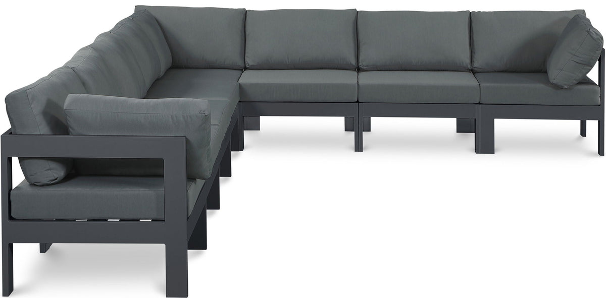 Nizuc - Outdoor Patio 8 Piece Modular Sectional With Gray Frame