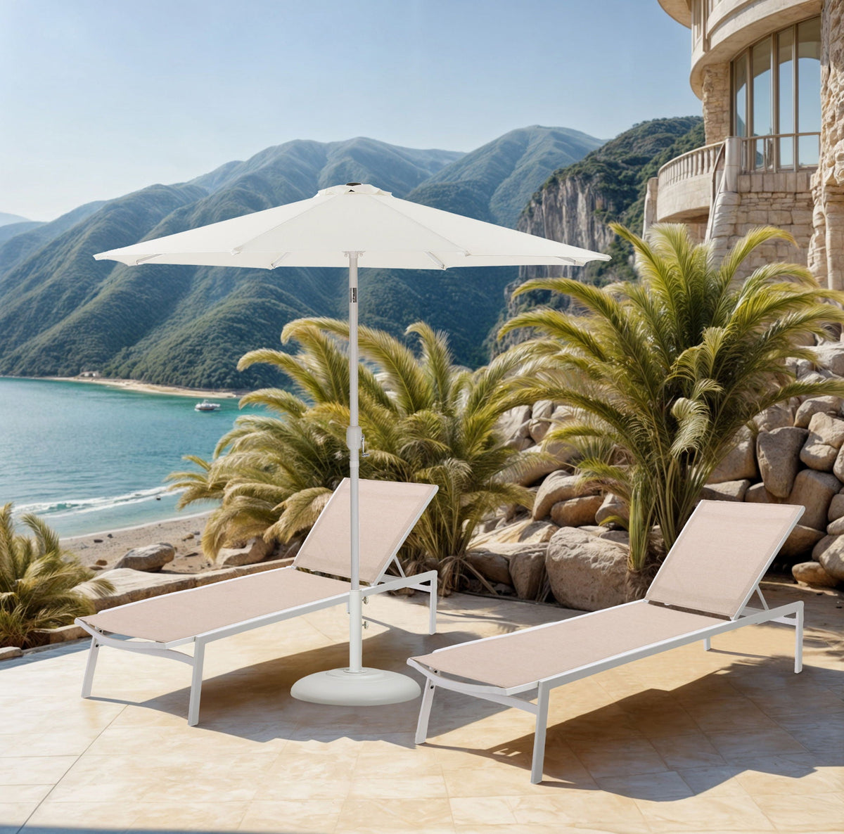 Fiji - Aluminum Patio Umbrella With Round White Base