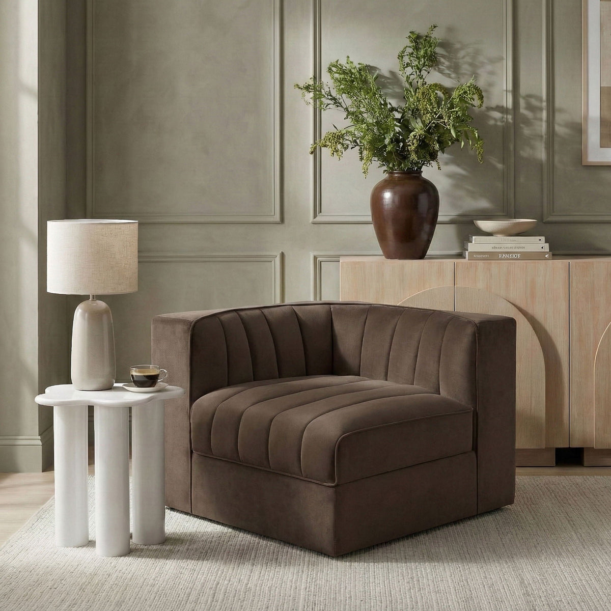 Rummi - Velvet Performance Fabric Upholstered Modular Corner Chair