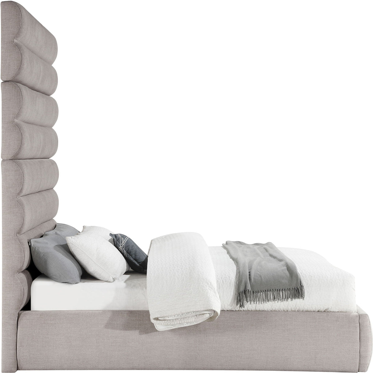 Adam - Linen Fabric Bed With 89" Headboard