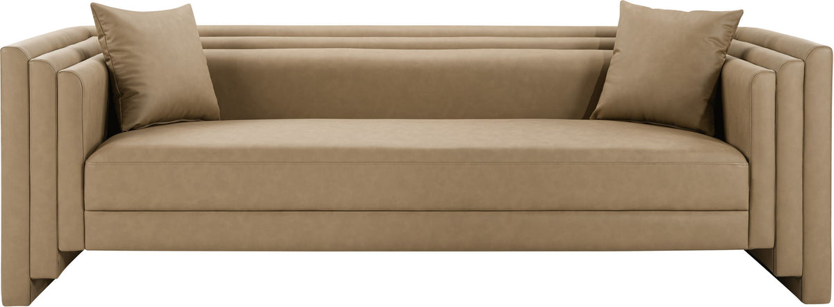 Everett - Vegan Leather 88.5" Upholstered Sofa - Tan