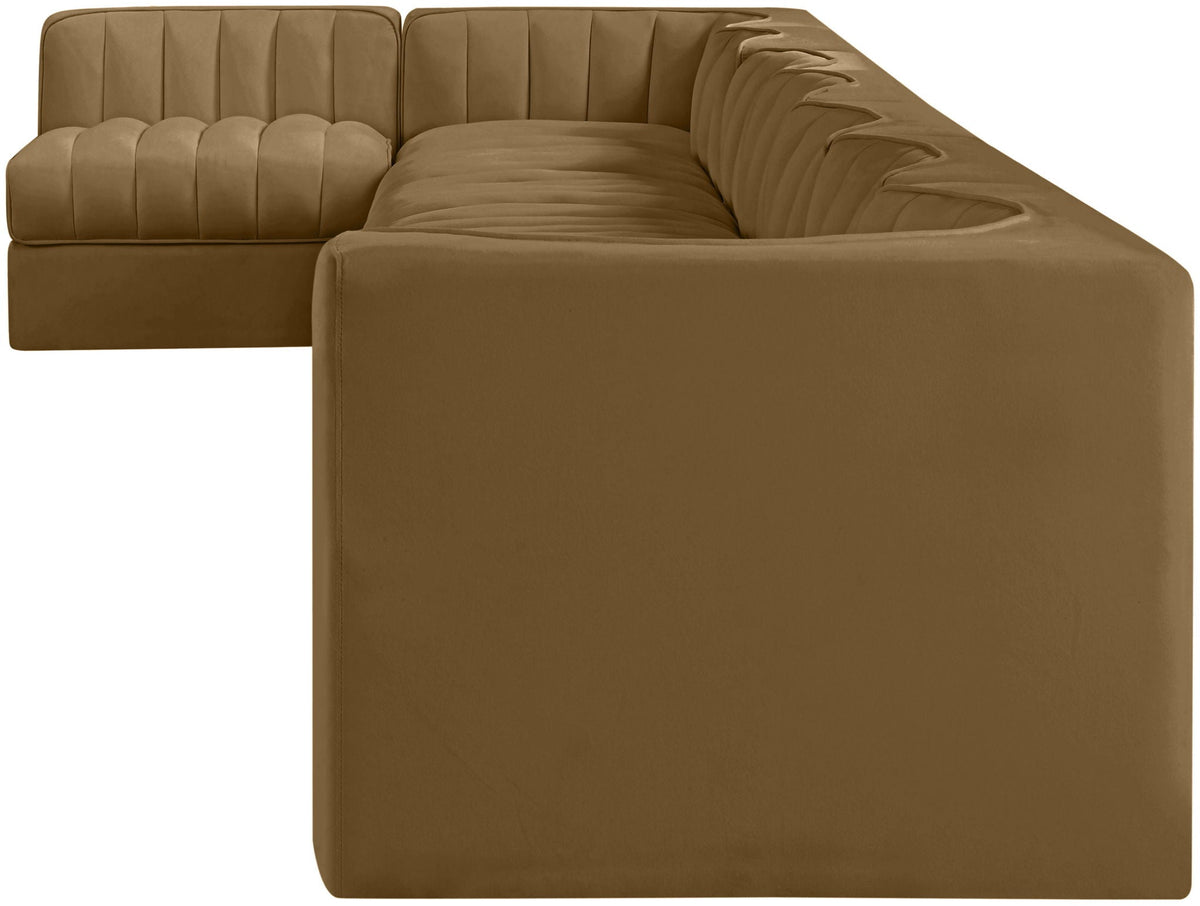 Rummi - Velvet Performance Fabric Upholstered 8 Piece Modular Sectional, L-Shaped (Right)