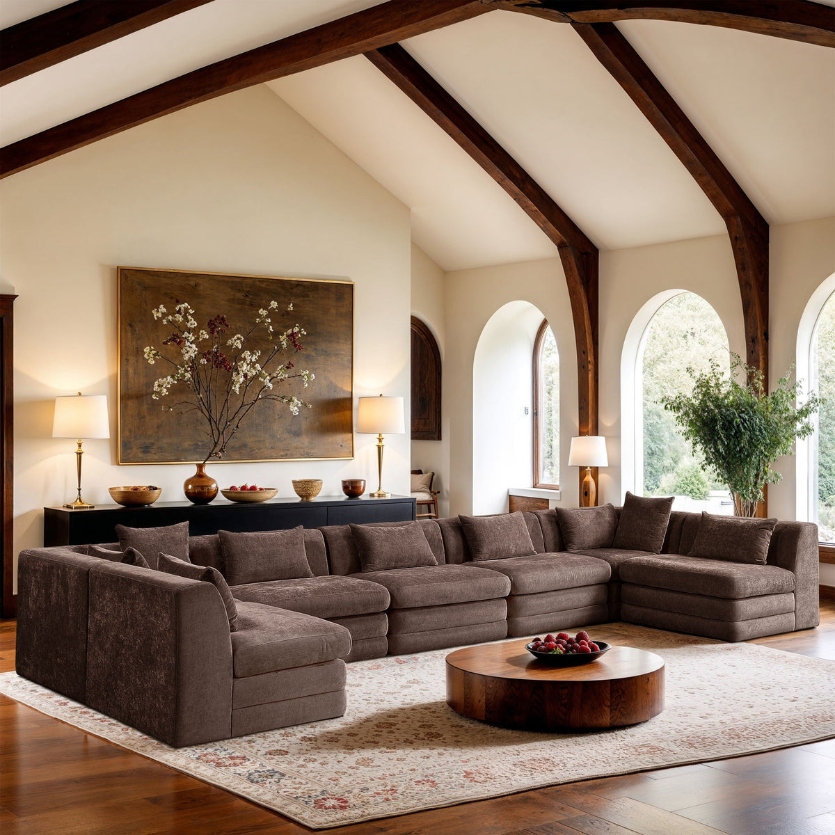 Stellar - 7 Piece Chenille Fabric Upholstered Modular Sectional
