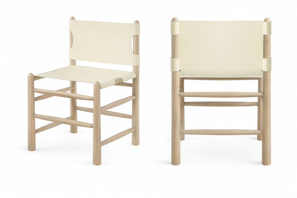 Santos - Vegan Leather Upholstered Dining Chair With Stained Natural Base (Set of 2)