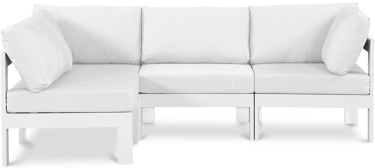 Nizuc - Outdoor Patio 4 Piece Modular Sectional With White Frame