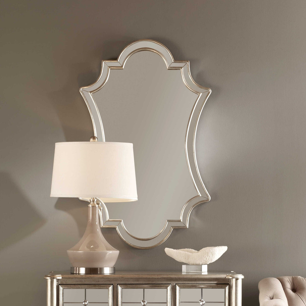 Elara - Wall Mirror - Antiqued Silver