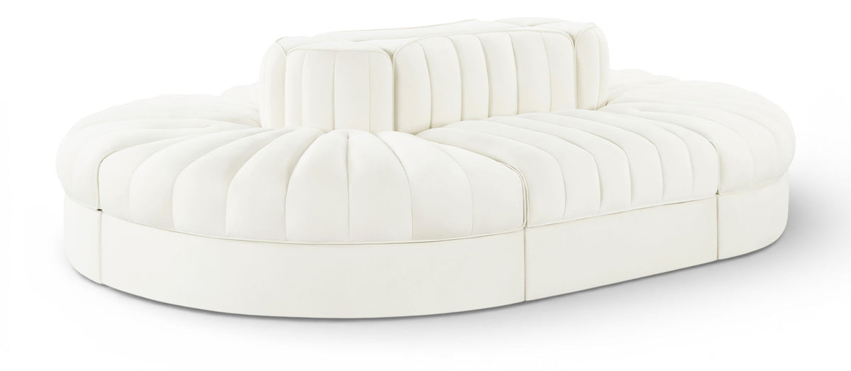 Rummi - Oval Velvet Performance Fabric Upholstered 6 Piece Modular Sectional