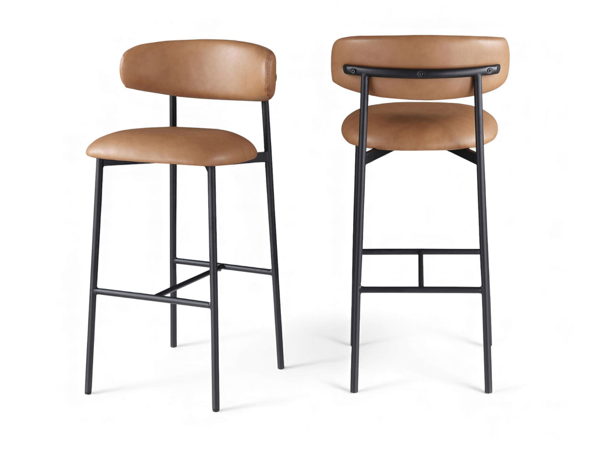 Lupita - Vegan Leather Upholstered Bar Stool With Matte Black Frame (Set of 2)