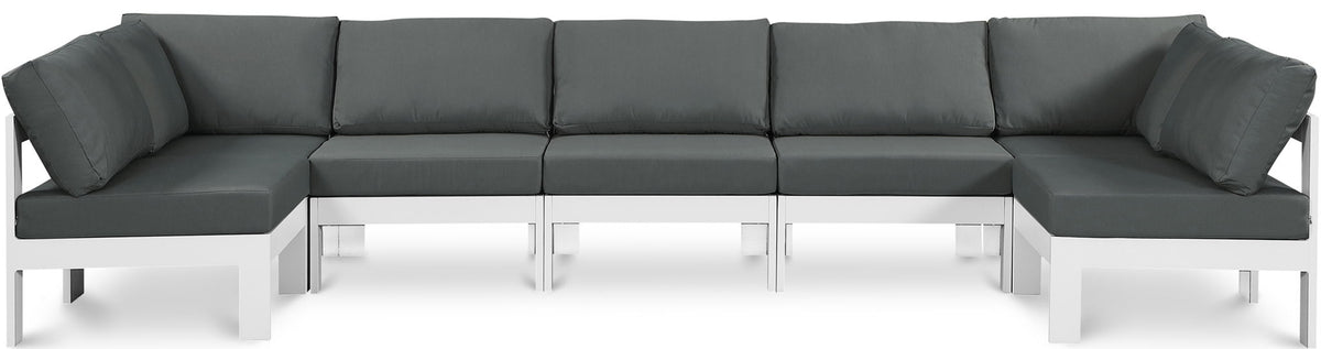 Nizuc - Outdoor Patio 7 Piece Modular Sectional With White Frame