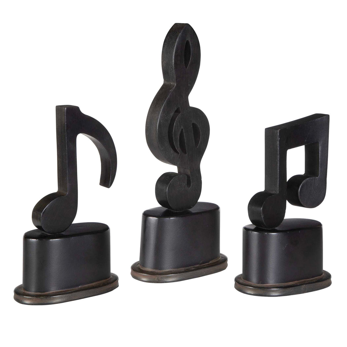 Music Notes - Metal Figurines (Set of 3) - Black