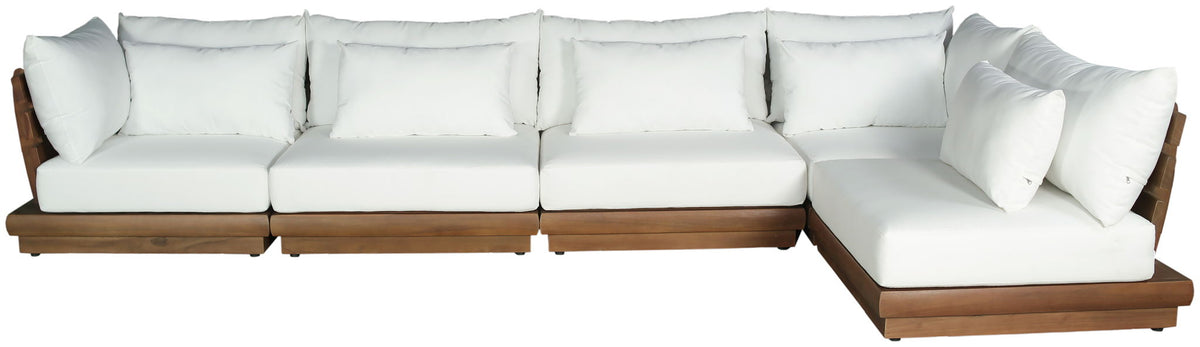 Mirella - 5 Piece Water Resistant Fabric Upholstered Outdoor Patio Modular Sectional