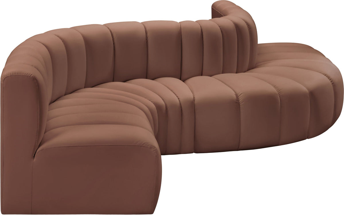 Arc - Faux Leather 6 Piece Curved Modular Sofa