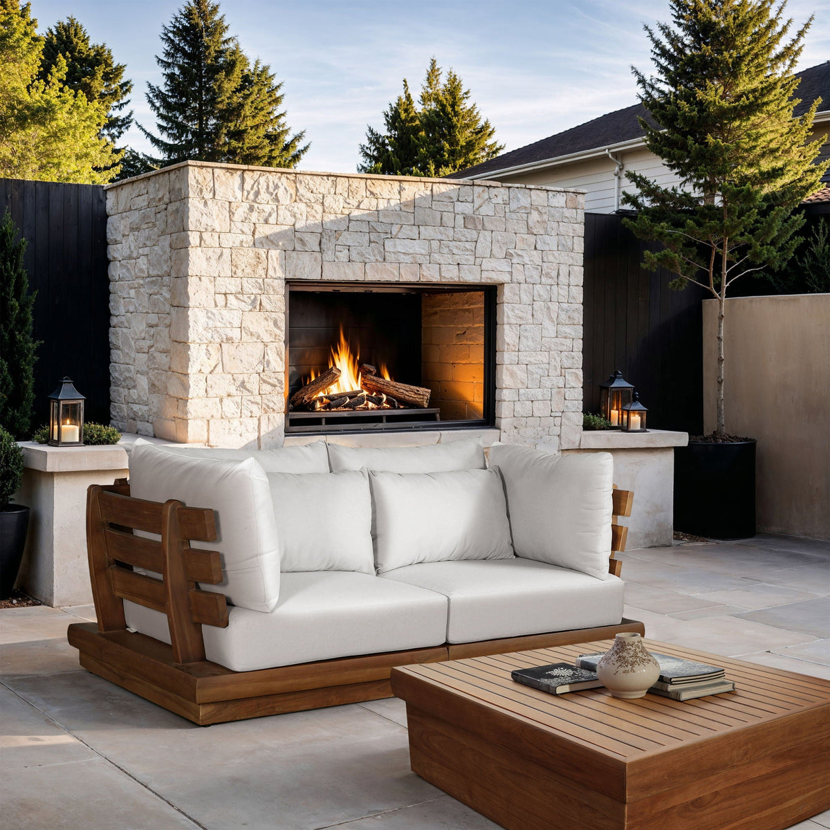 Mirella - 2 Piece Water Resistant Fabric 76" Upholstered Outdoor Patio Modular Loveseat