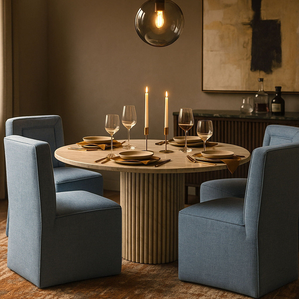 Duvina - Chenille Performance Fabric Dining Chair (Set of 2)
