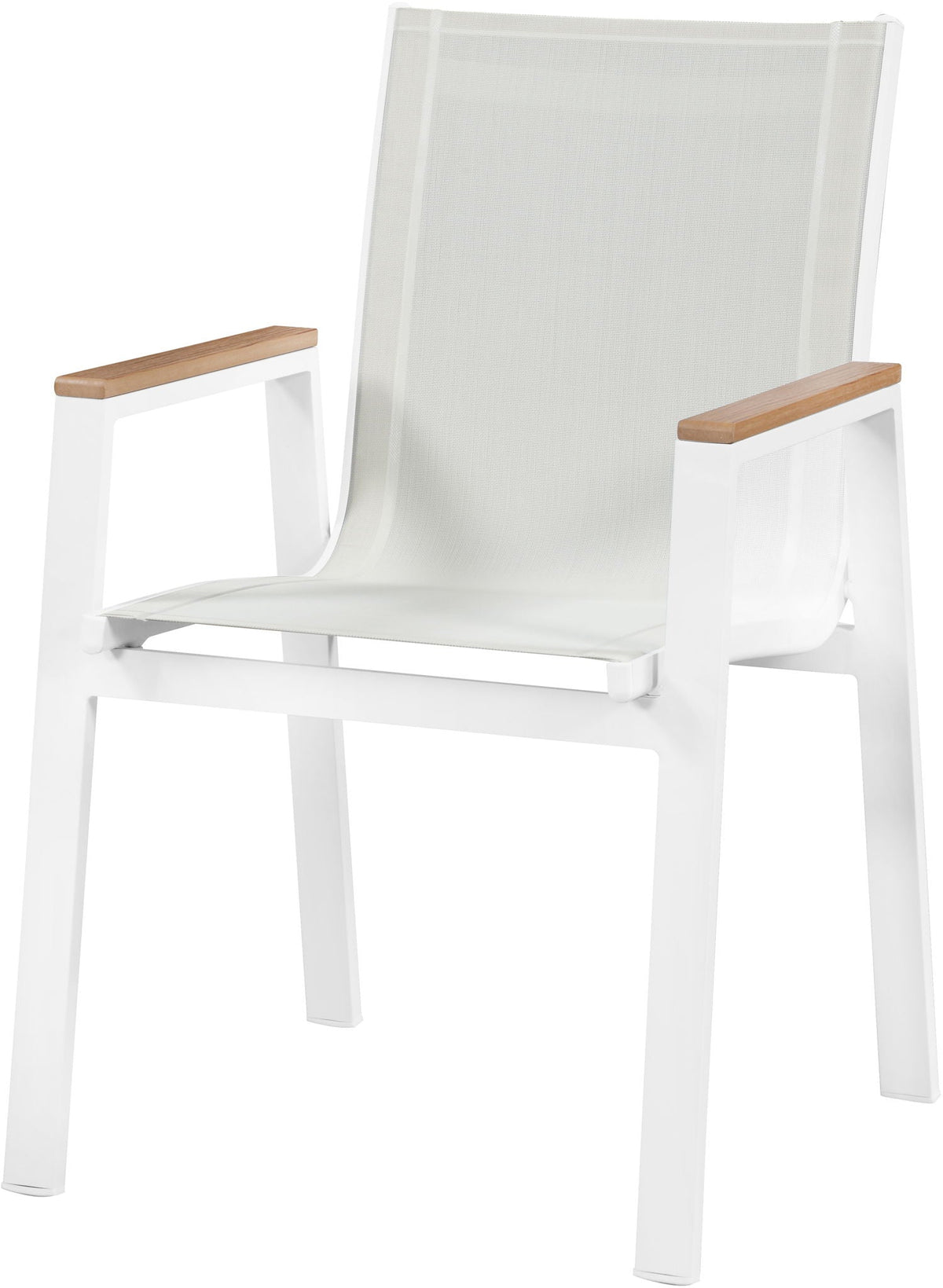Nizuc - Outdoor Patio Dining Arm Chair With White Frame And Natural Arms (Set of 2)