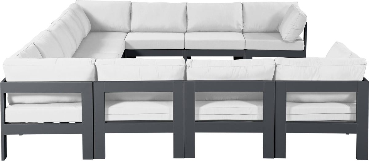 Nizuc - Outdoor Patio 11 Piece Modular Sectional With Gray Frame