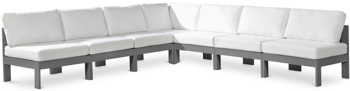 Nizuc - Outdoor Patio 7 Piece Modular Sectional With Gray Frame