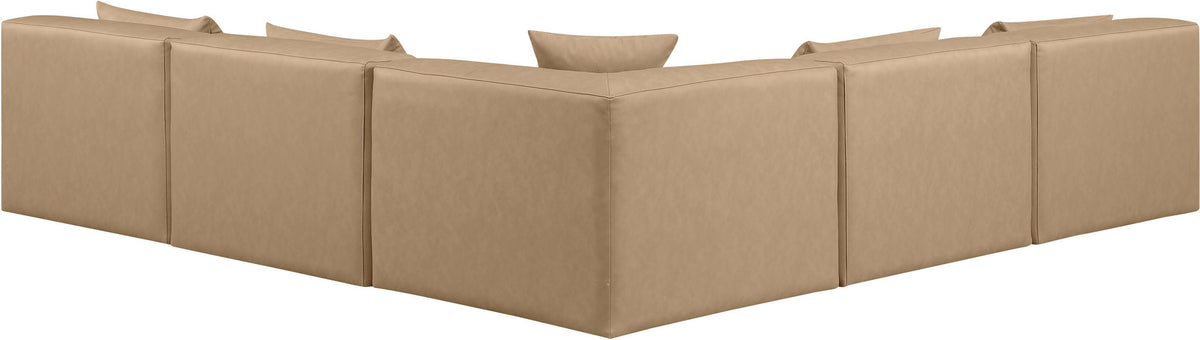 Cube - 5 Piece Modular Corner Armless Sectional - Tan