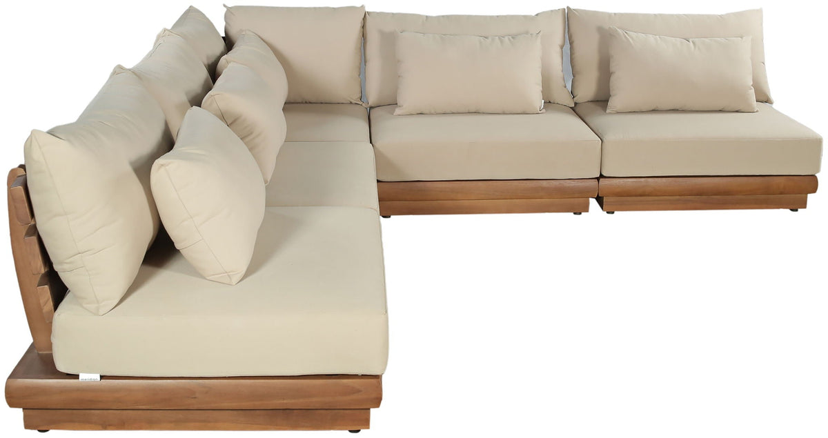 Mirella - 5 Piece Water Resistant Fabric Upholstered Outdoor Patio Modular Sectional