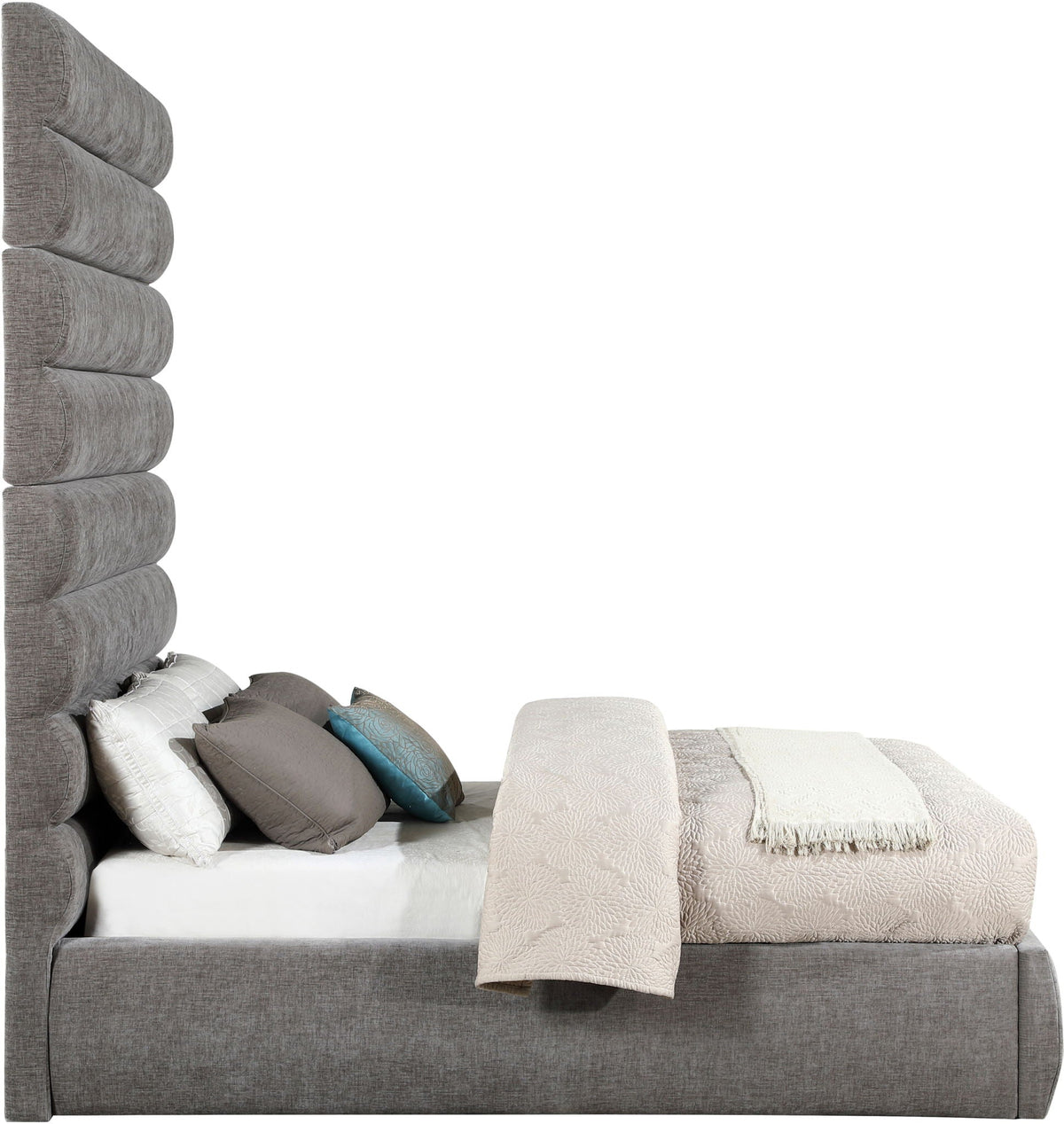 Adam - Chenille Fabric Bed With 89" Headboard
