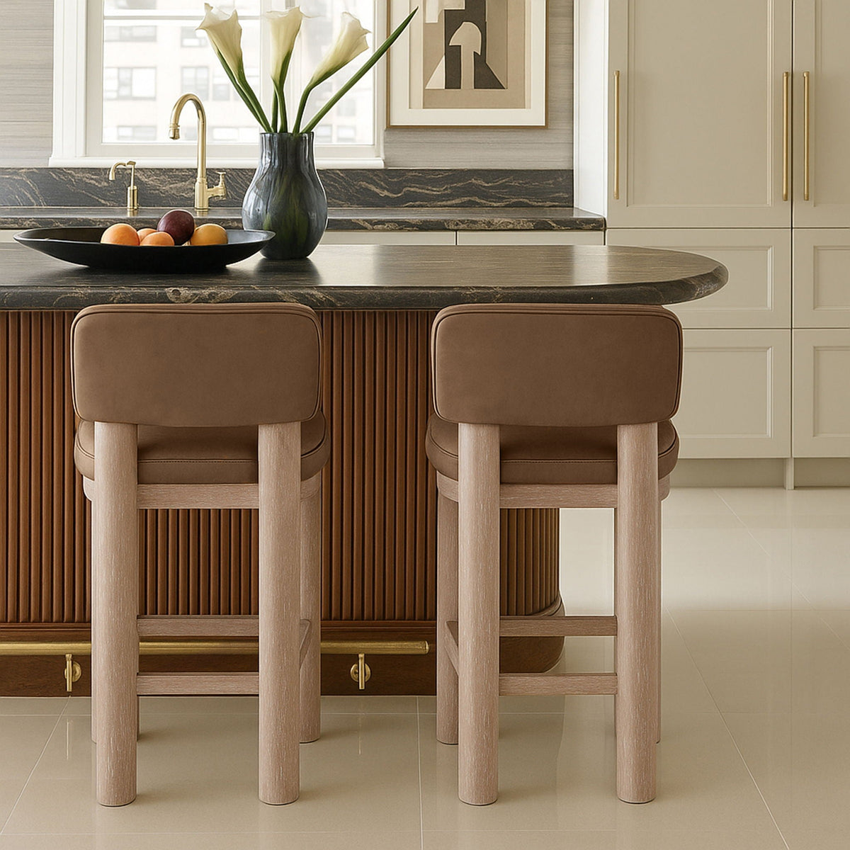 Paloma - Faux Leather Upholstered Counter Stool (Set of 2)