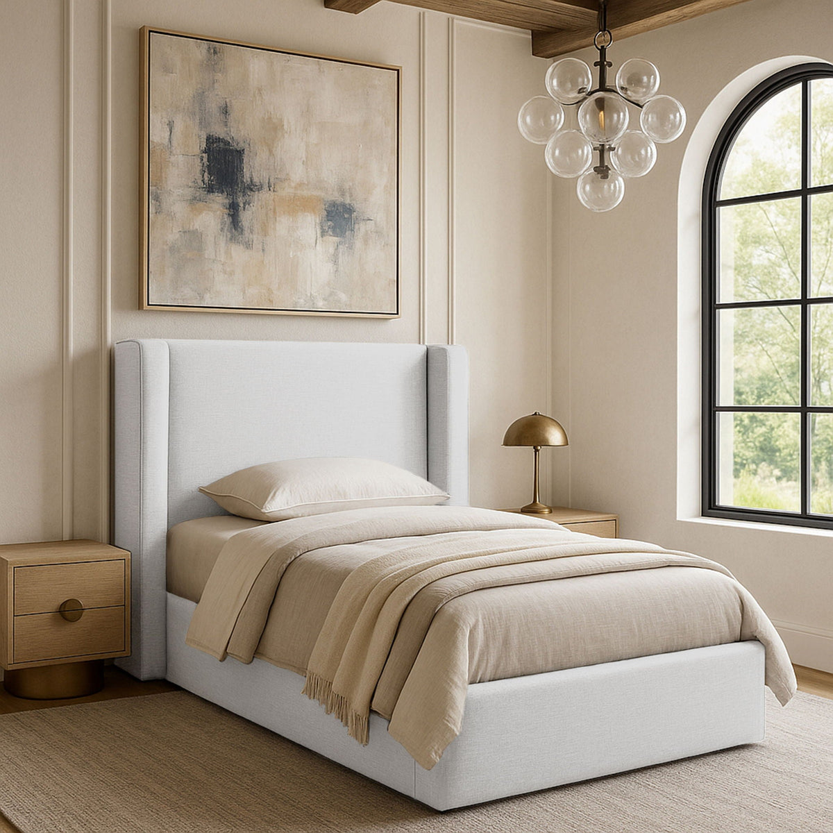 Kendall - Linen Textured Fabric Upholstered Bed