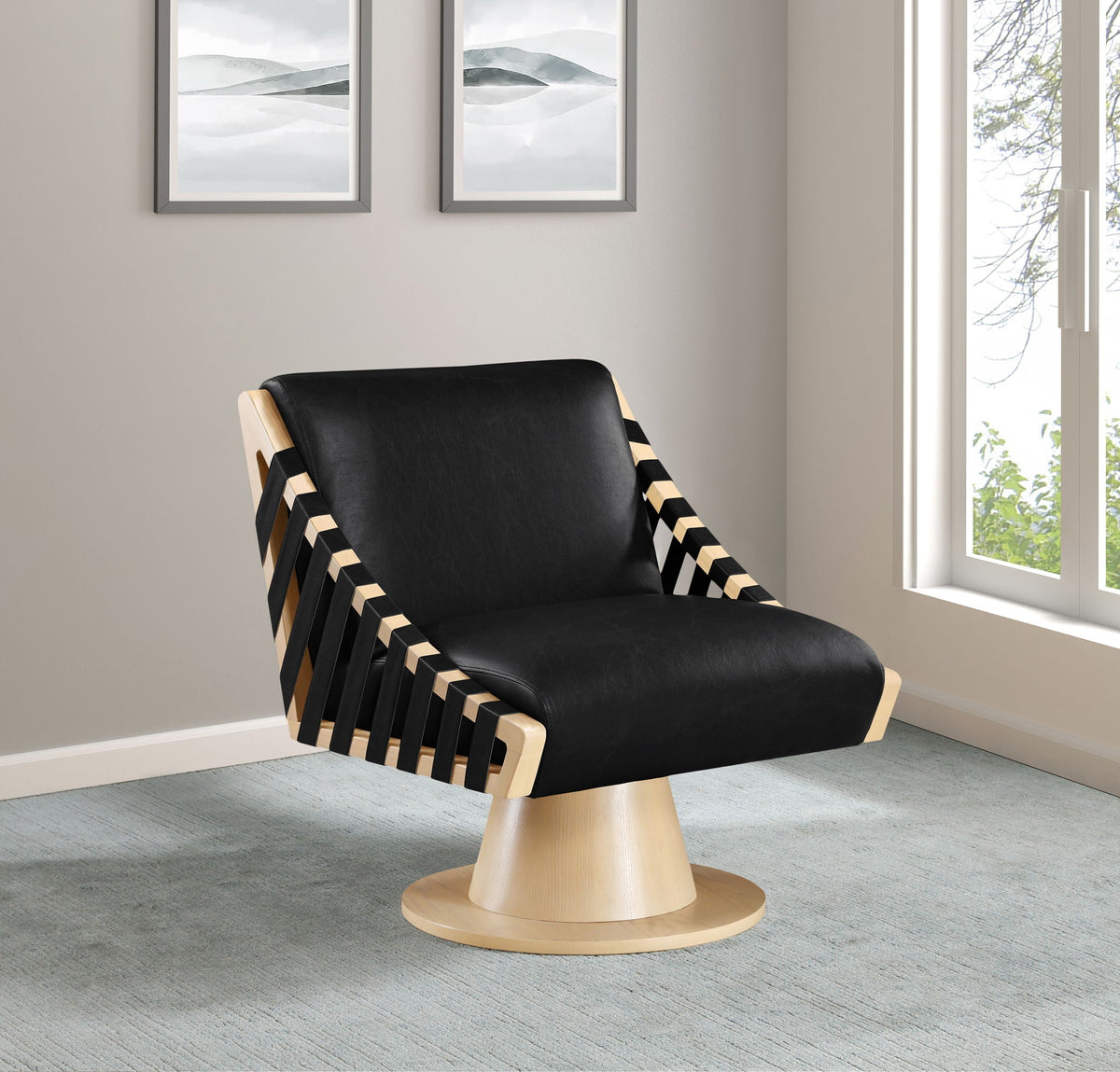 Millwin - Swivel Accent Chair With Natural Base