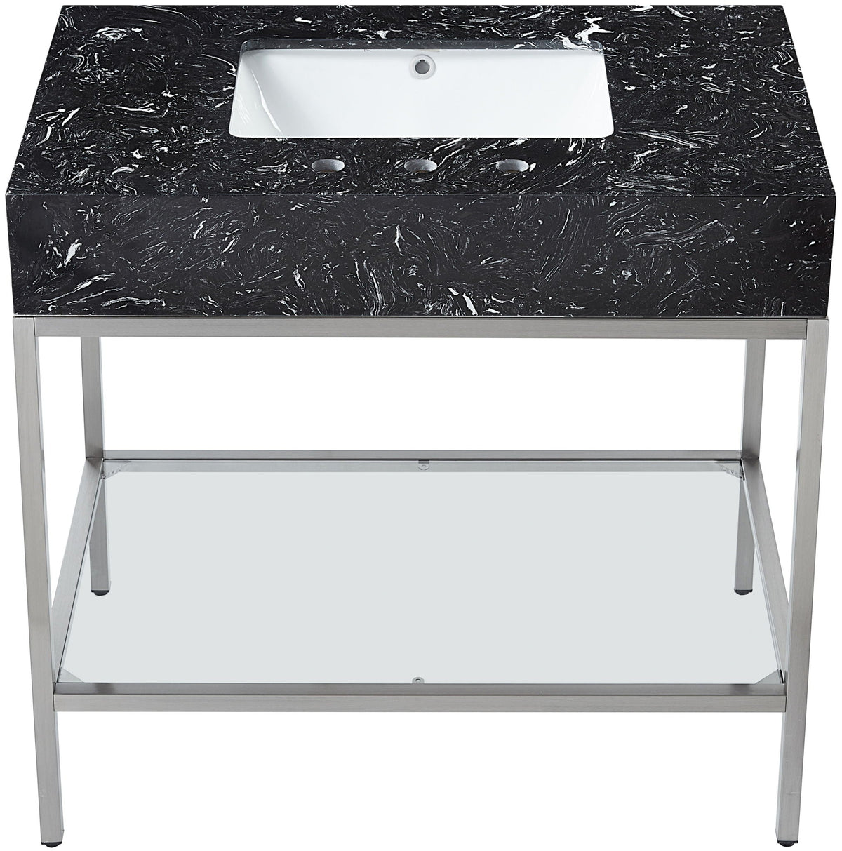 Marmo - Engineered Marble Bathroom Vanity With Chrome Base