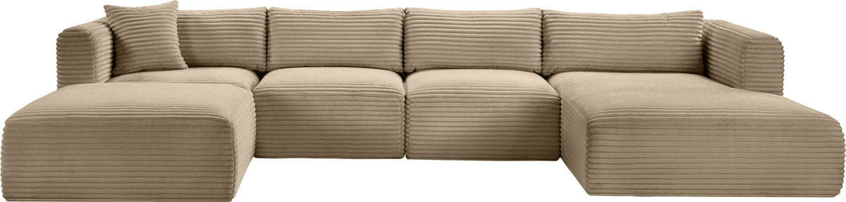 Shaggy - Fabric 5 Piece Modular Sectional With Chaise And Ottoman