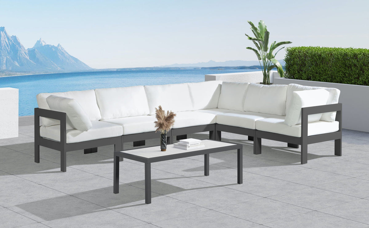 Nizuc - Outdoor Patio 6 Piece Modular Sectional With Gray Frame