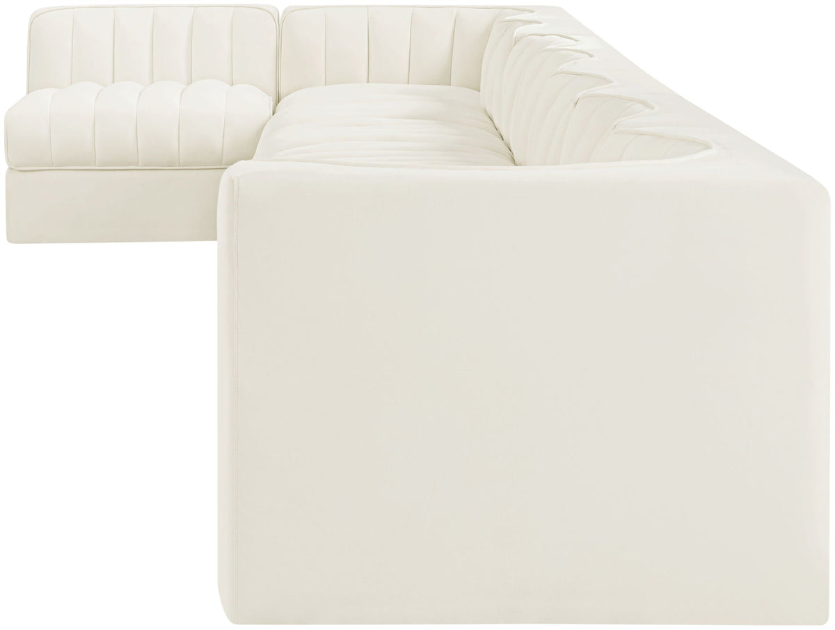 Rummi - Velvet Performance Fabric Upholstered 8 Piece Modular Sectional, L-Shaped (Right)
