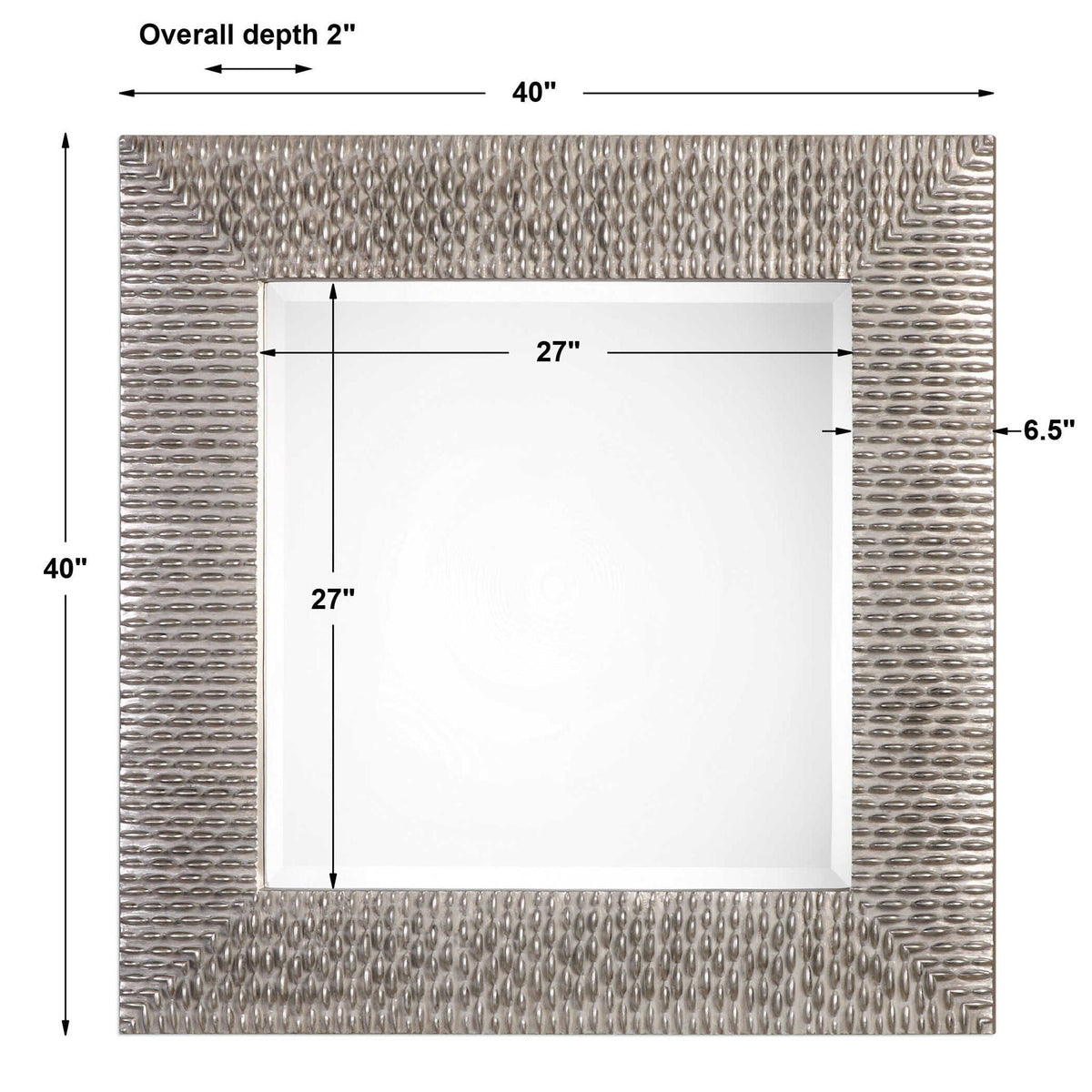 Cressida - Square Mirror - Distressed Silver