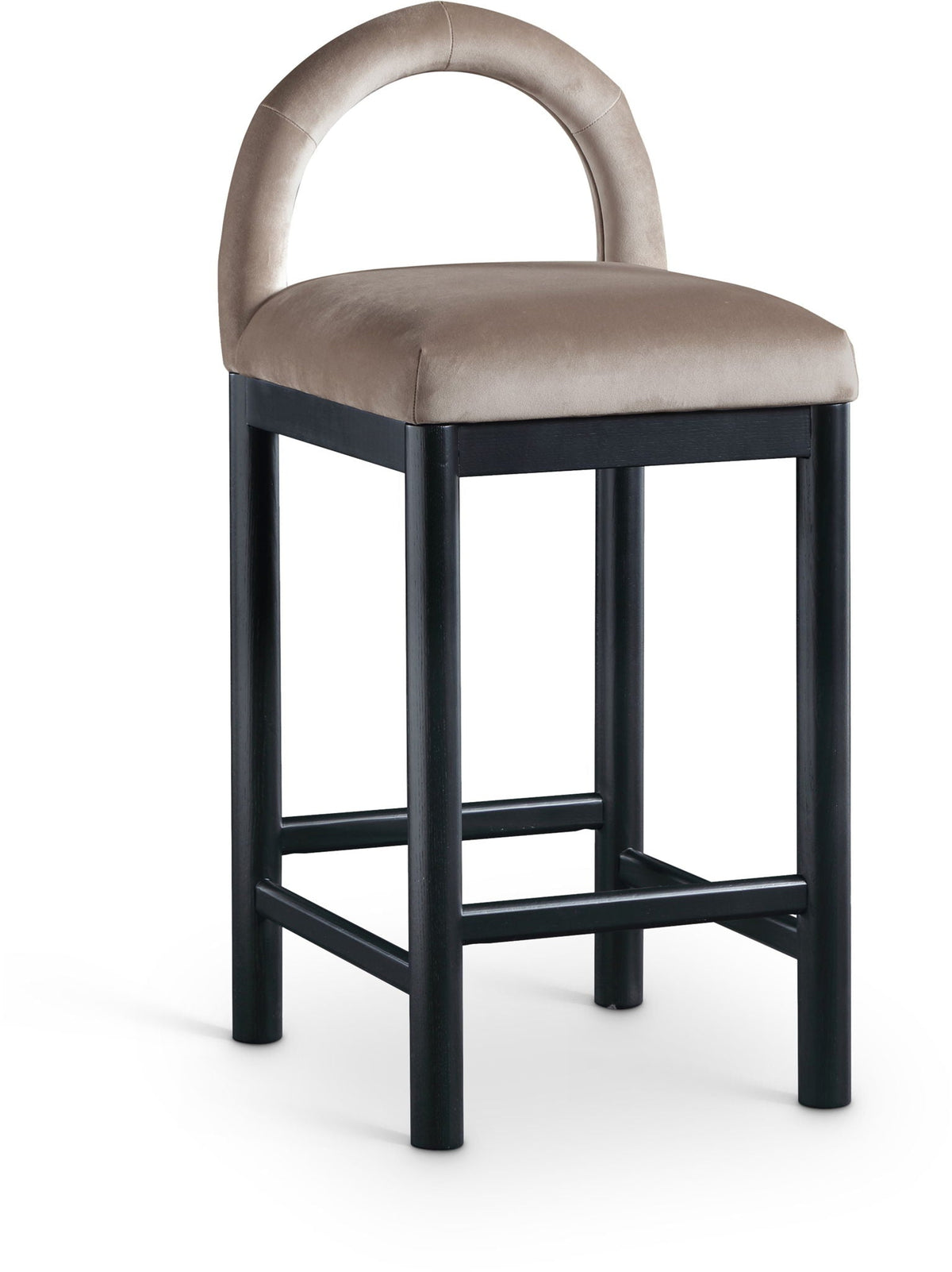 Conrad - Velvet Counter Stool With Black Legs