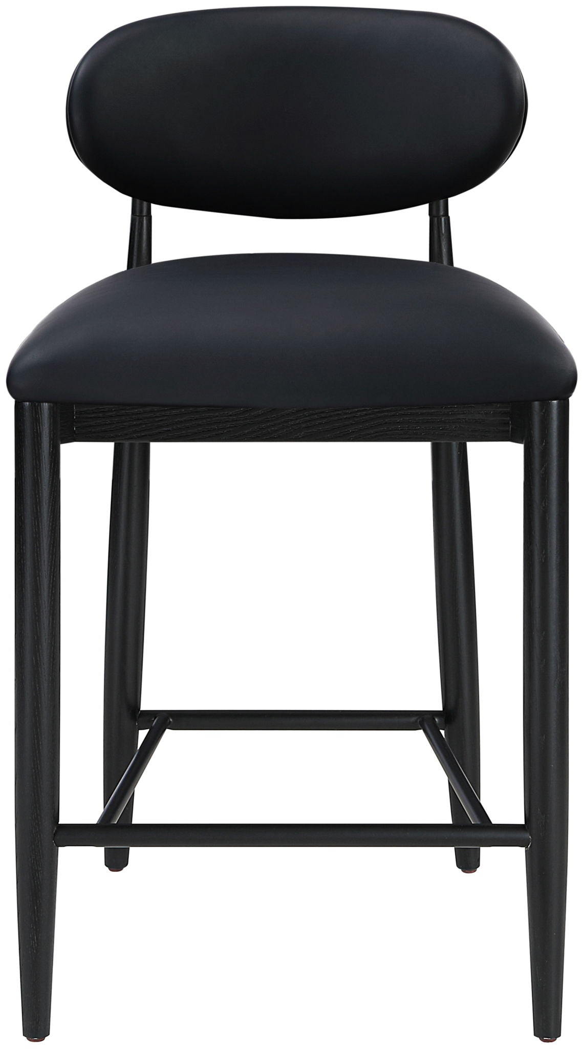 Riccio - Faux Leather Stool - Black Frame