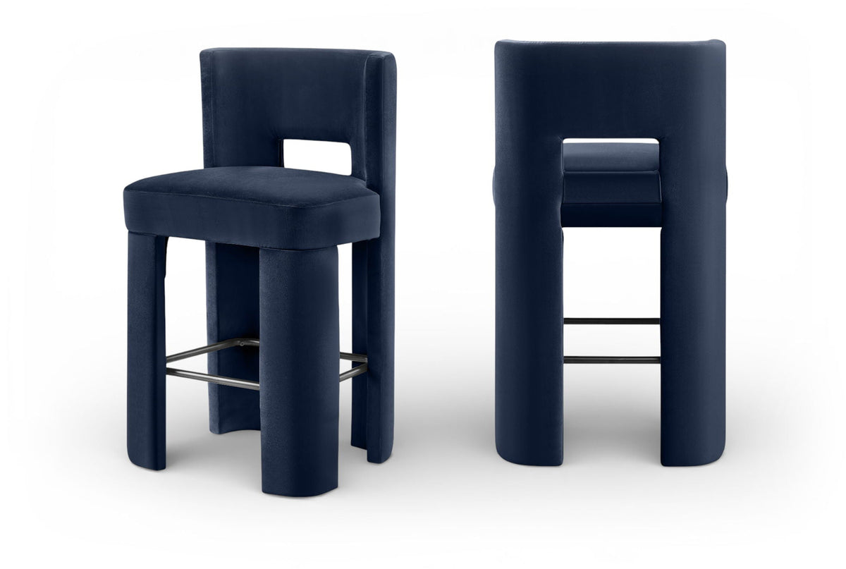 Zuno - Velvet Performance Fabric Upholstered Bar Stool (Set of 2)