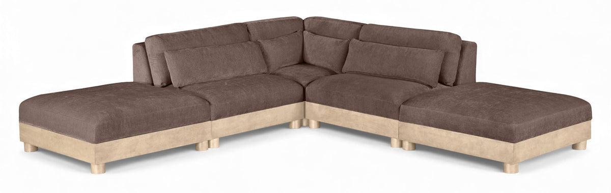 Turin - Chenille Fabric Upholstered Modular Sectional - Brown