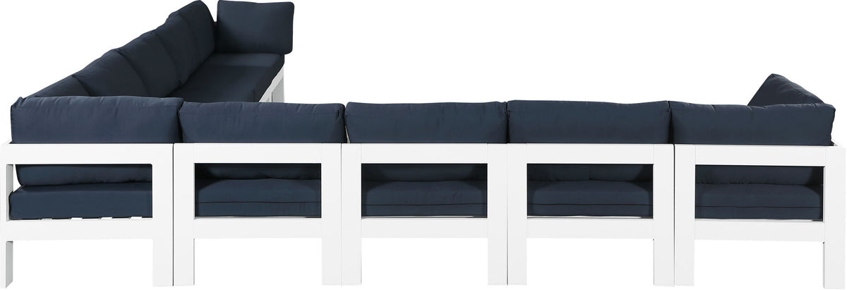 Nizuc - Outdoor Patio 9 Piece Modular Sectional With White Frame