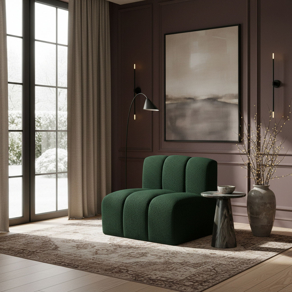 Arc - Boucle Fabric Straight Chair
