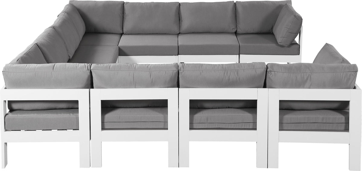 Nizuc - Outdoor Patio 10 Piece Modular Sectional With White Frame