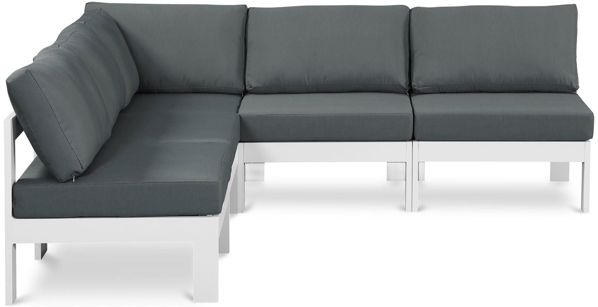 Nizuc - Outdoor Patio 5 Piece Modular Sectional With White Frame