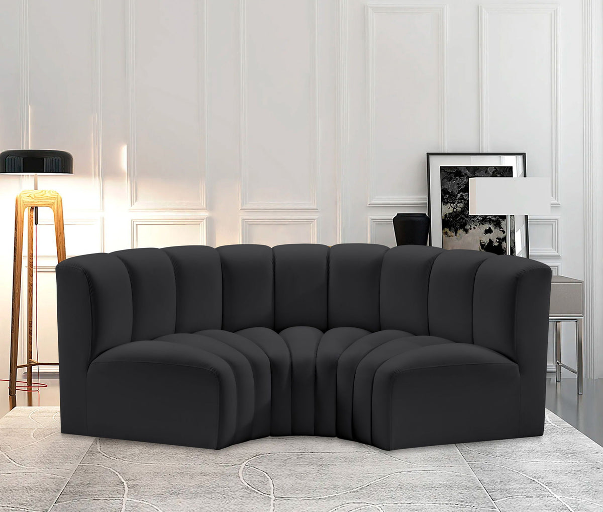 Arc - Faux Leather 3 Piece Modular U-Shaped Sofa