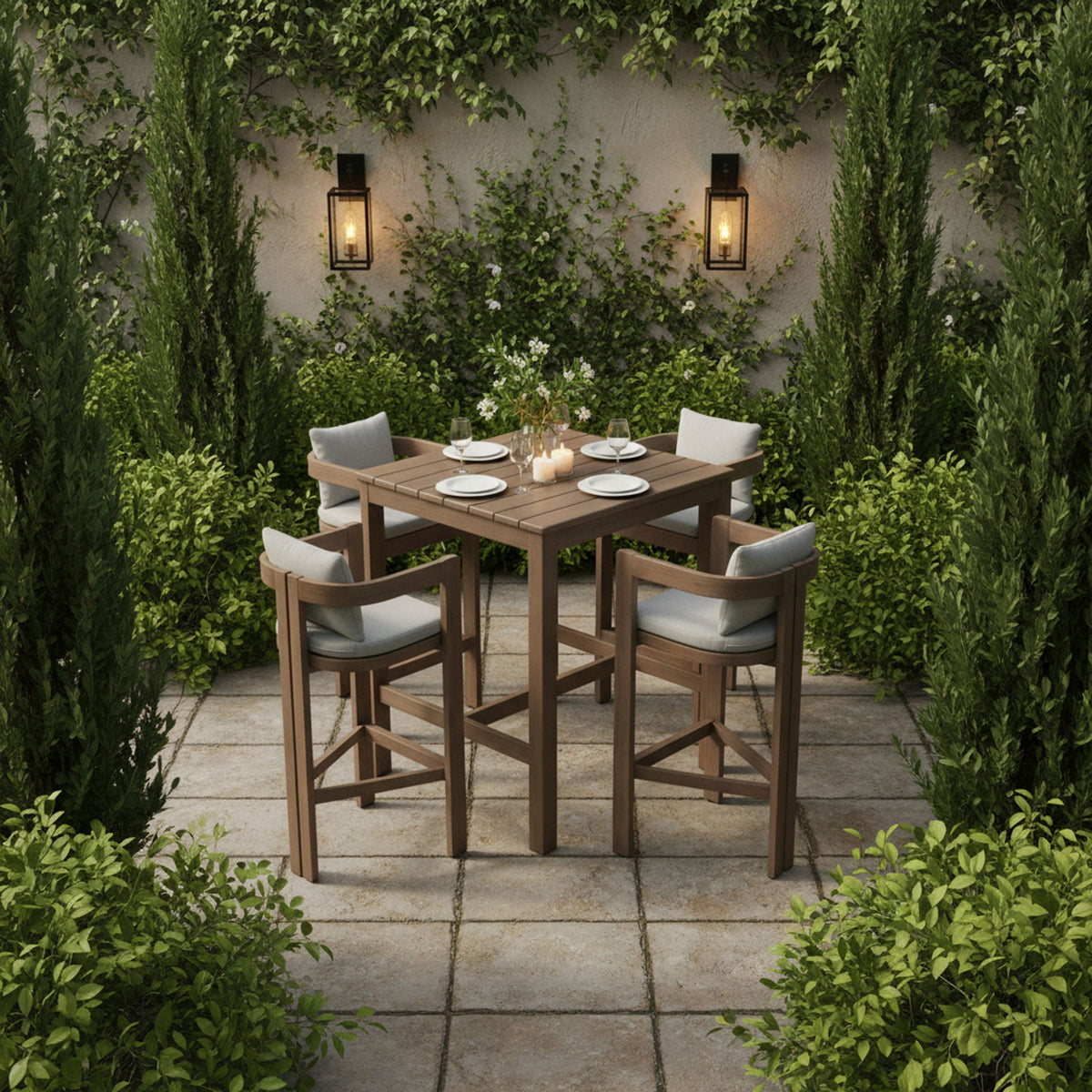 Newport - Acacia Wood Outdoor Patio Bar Table