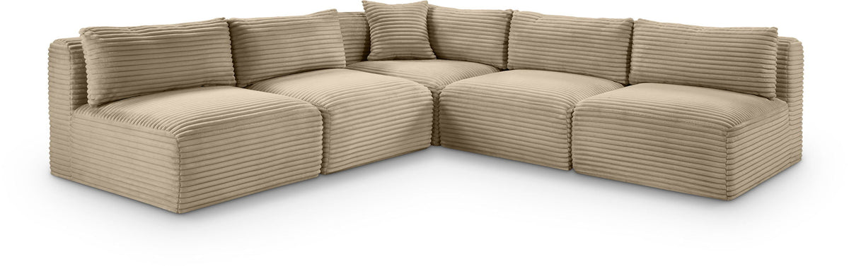 Shaggy - Fabric 5 Piece Modular Corner Armless Sectional