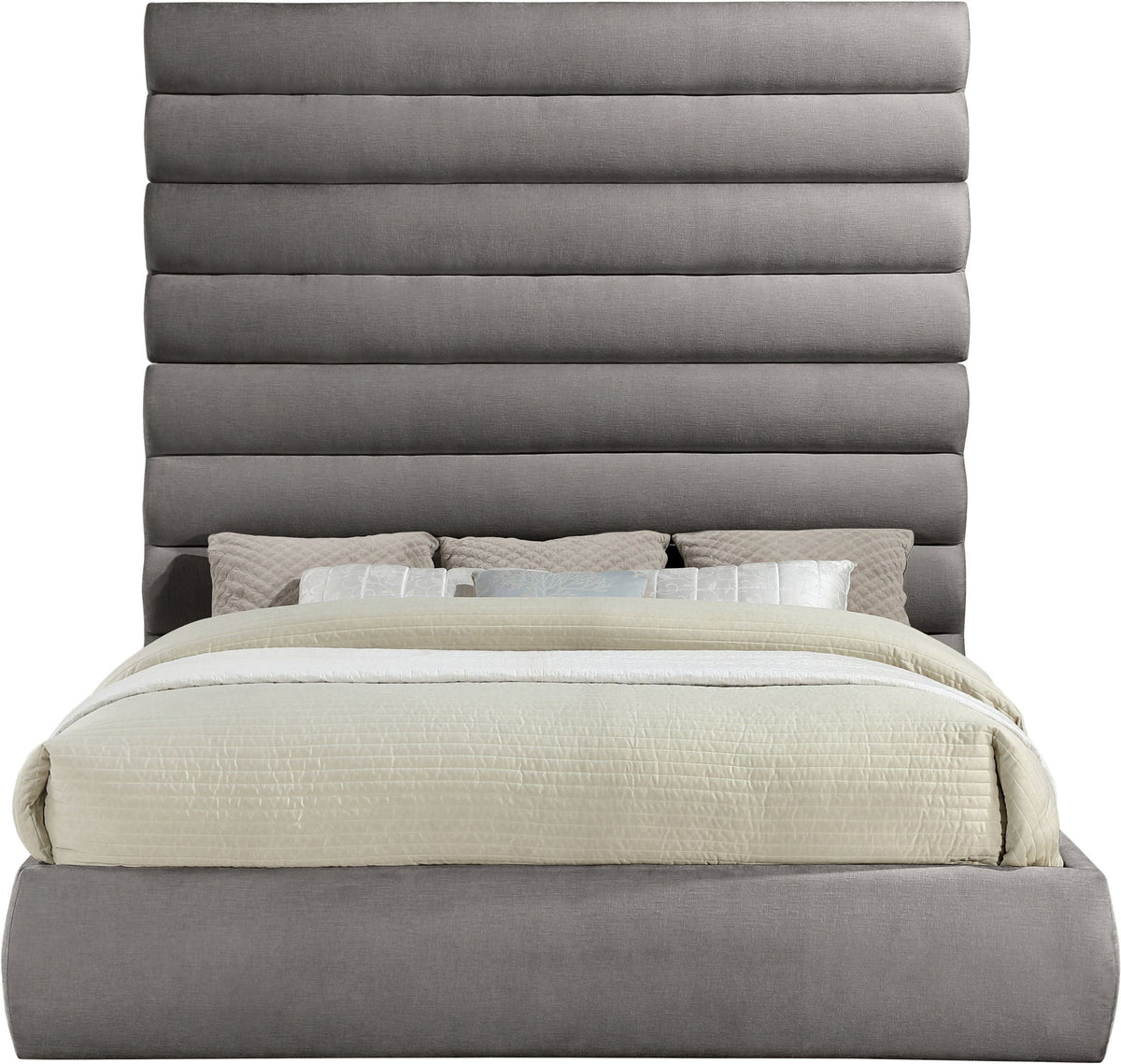 Adam - Chenille Fabric Bed With 89" Headboard